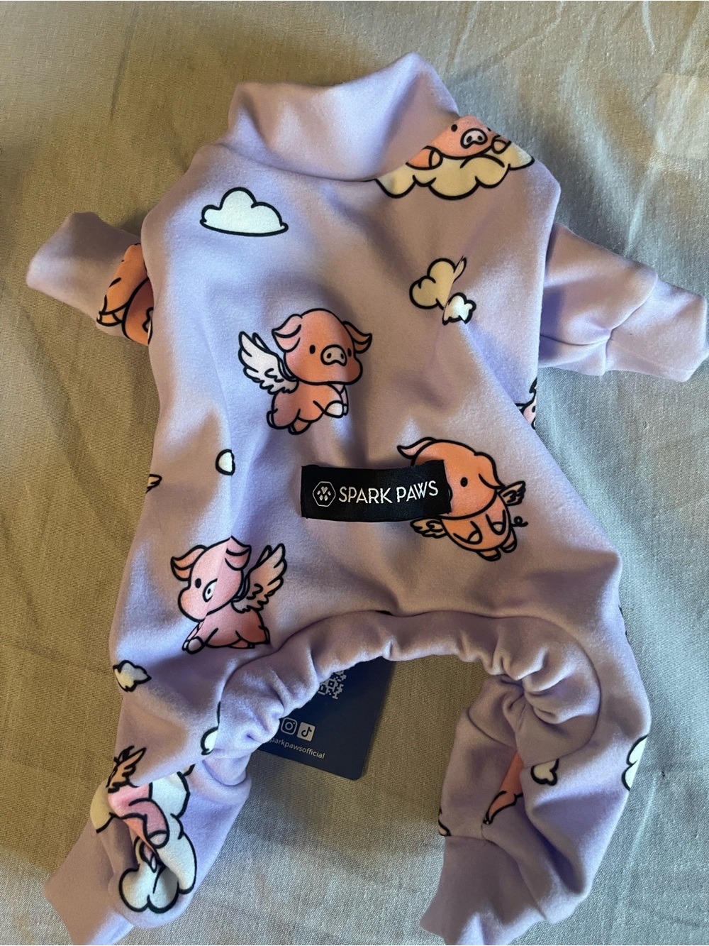 Gymboree Lilac Flying Pig Print Dog Onesie new with tags